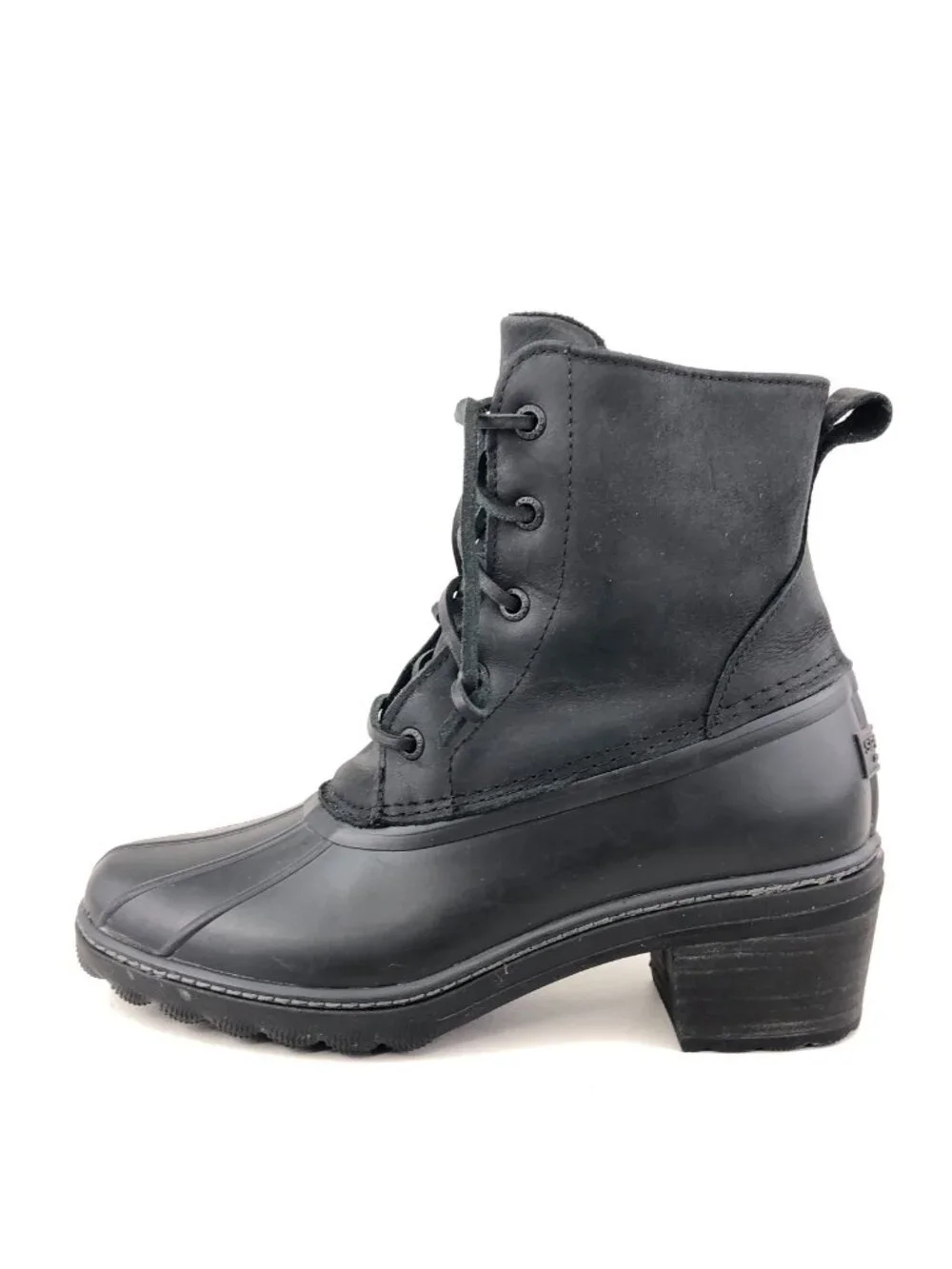 Sperry Saltwater Heel Black Leather Duck Boots 8
